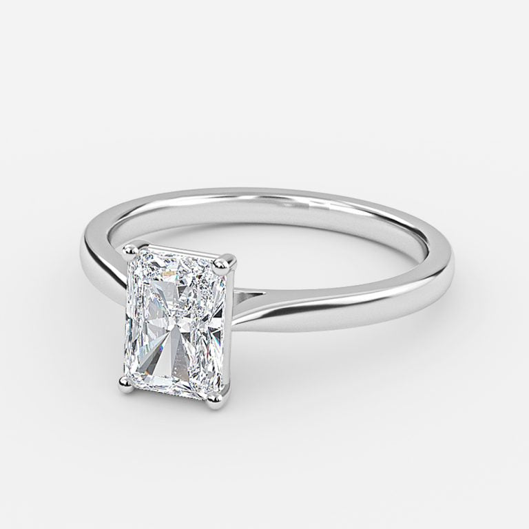 Lotus Plain Radiant Solitaire Lab Grown Diamond Engagement Ring