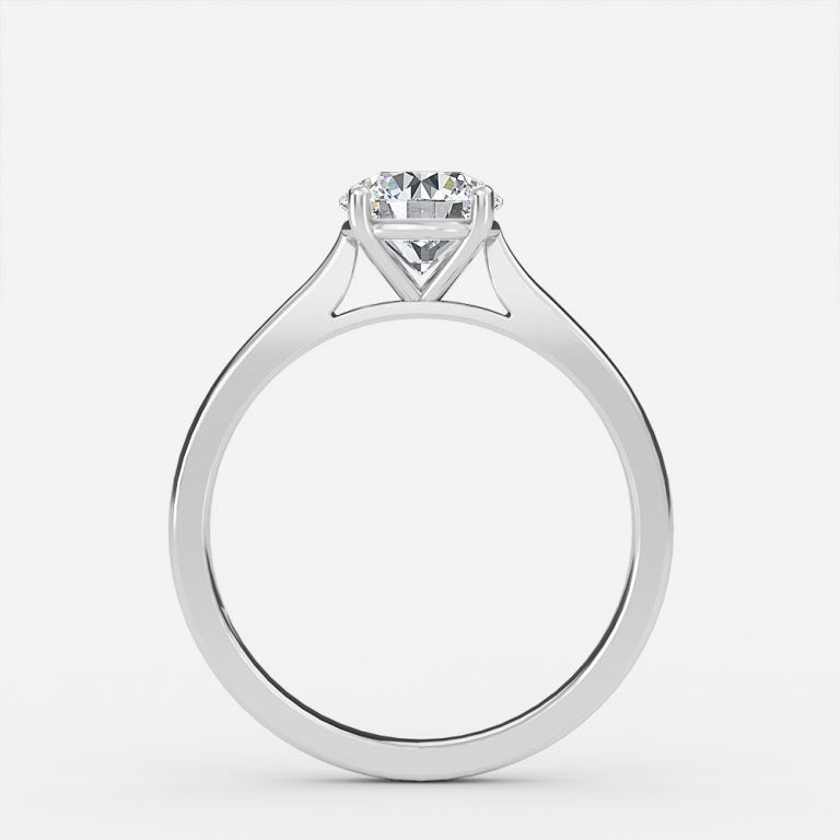 Lotus Plain Round Lab Created Diamond Solitaire Engagement Ring