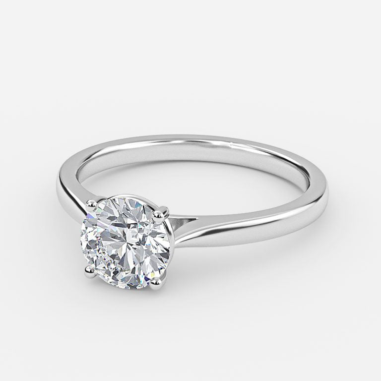 Lotus Plain Round Lab Created Diamond Solitaire Engagement Ring