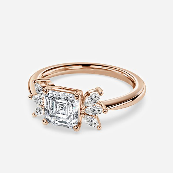 Eliana Asscher Three Stone Lab Grown Diamond Engagement Ring