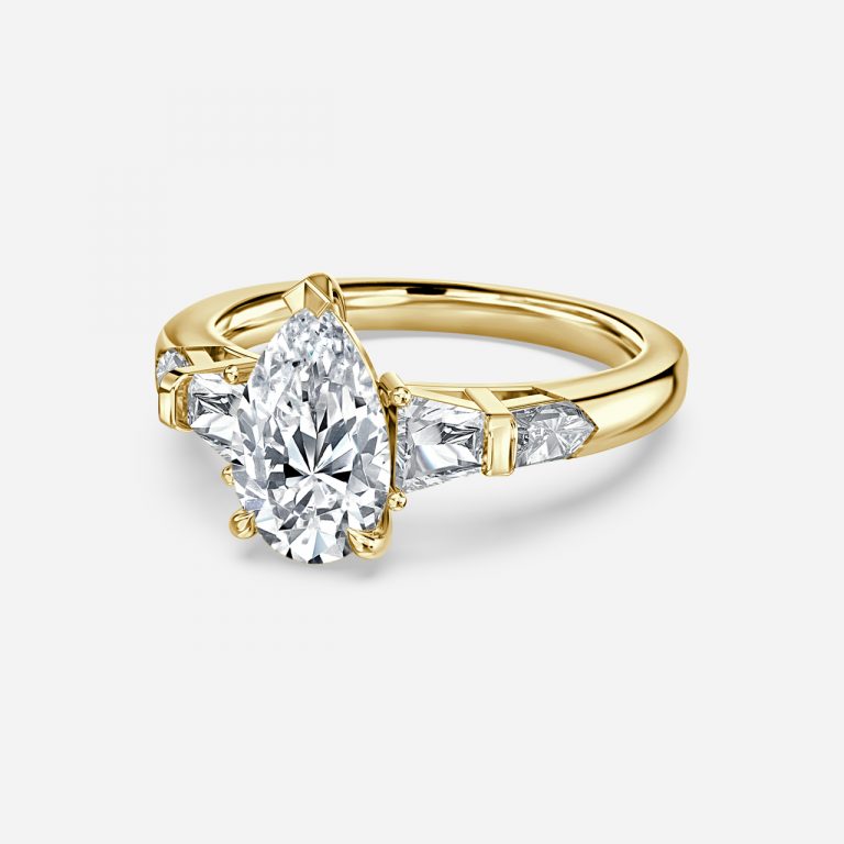 Maya Pear Three Stone Lab Grown Diamond Engagement Ring
