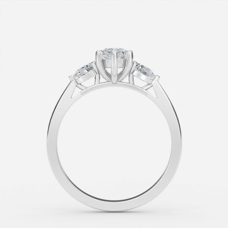 Nhẫn đính hôn kim cương nhân tạo ba viên Nita Pear