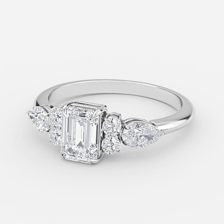 Avery Emerald Three Stone Engagement Ring
