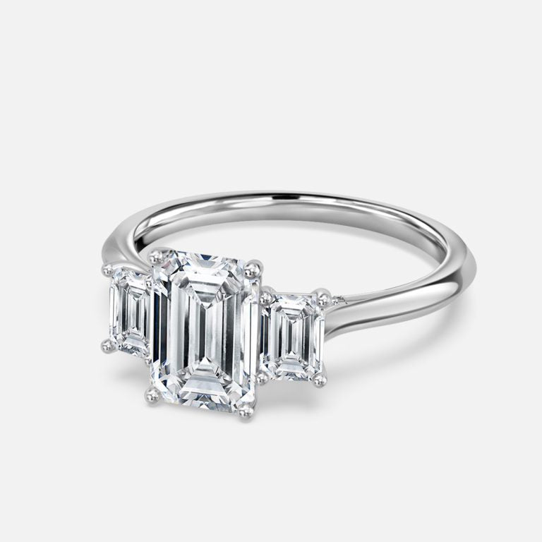 Dae Emerald Three Stone Lab Grown Diamond Engagement Ring
