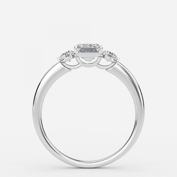 Nhẫn đính hôn kim cương nhân tạo ba viên ngọc lục bảo Jemima