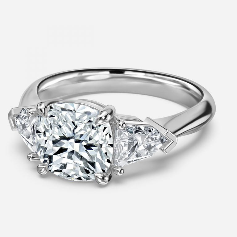 Delaila Cushion Three Stone Engagement Ring