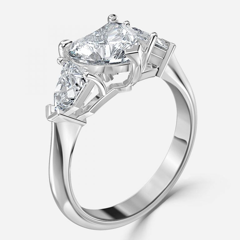 Delaila Heart Lab Created Diamond Three Stone Engagement Ring