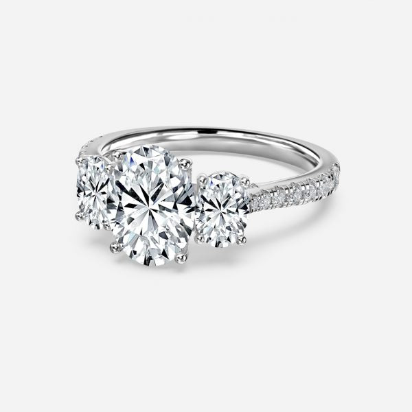 Diana Oval Three Stone Lab Grown Diamond Engagement Ring