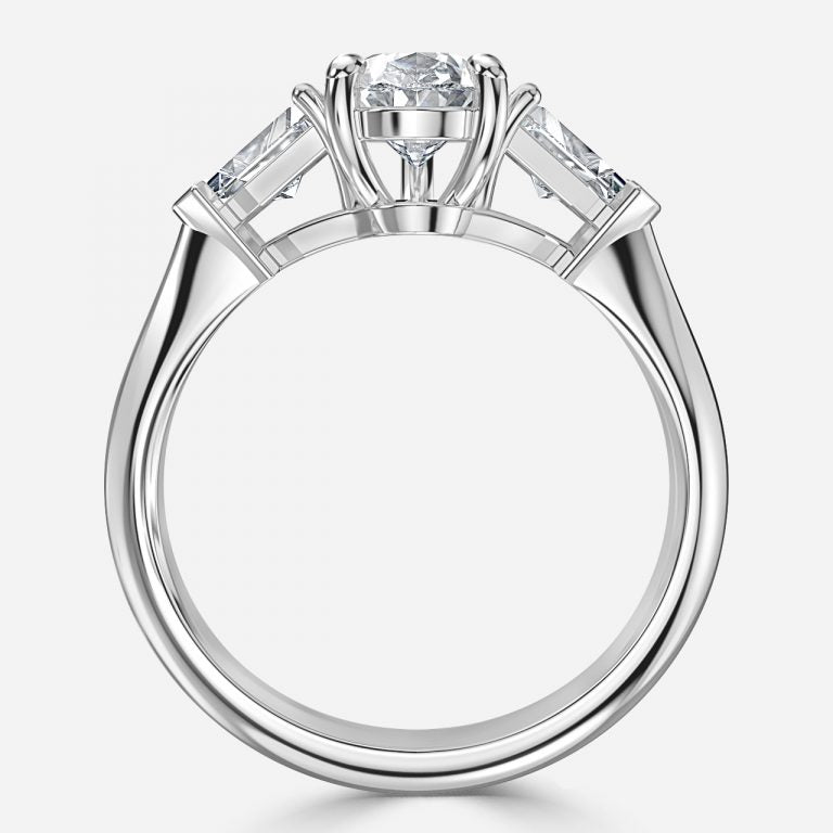 Delaila Pear Three Stone Lab Grown Diamond Engagement Ring