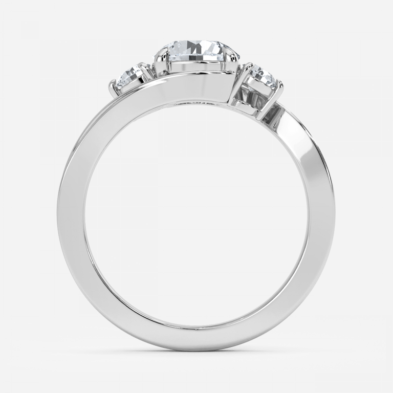 East West Round Lab Created Diamond Three Stone Engagement Ring