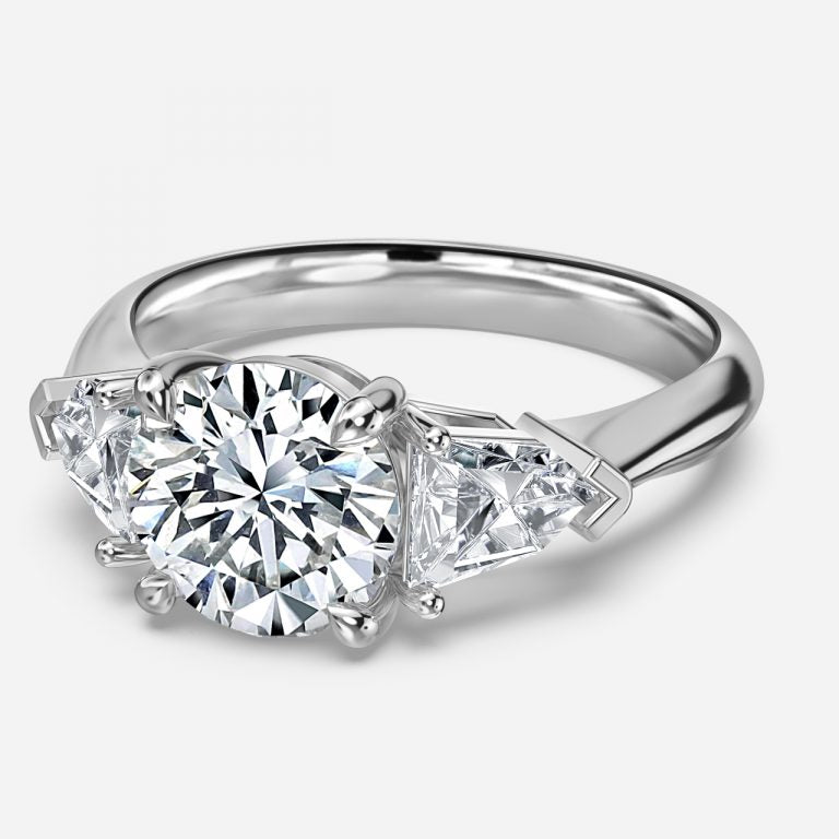 Delaila Round Lab Grown Diamond Three Stone Engagement Ring