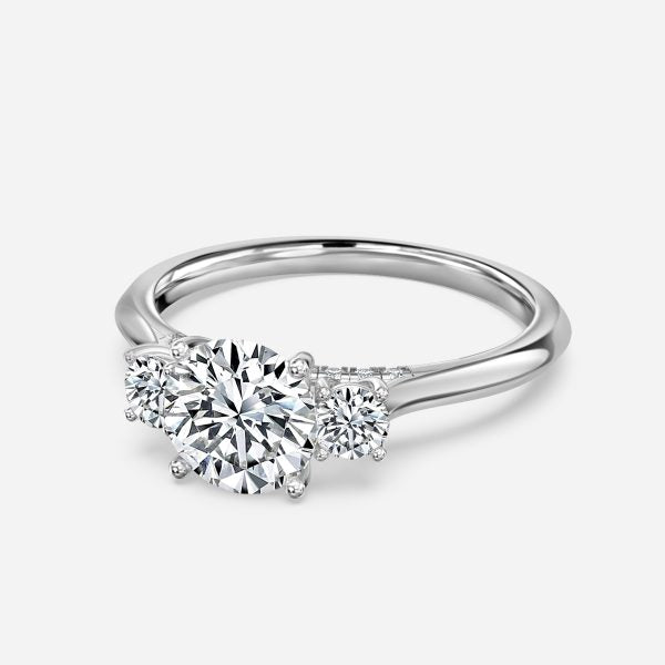 Dae Round Lab Grown Diamond Three Stone Engagement Ring