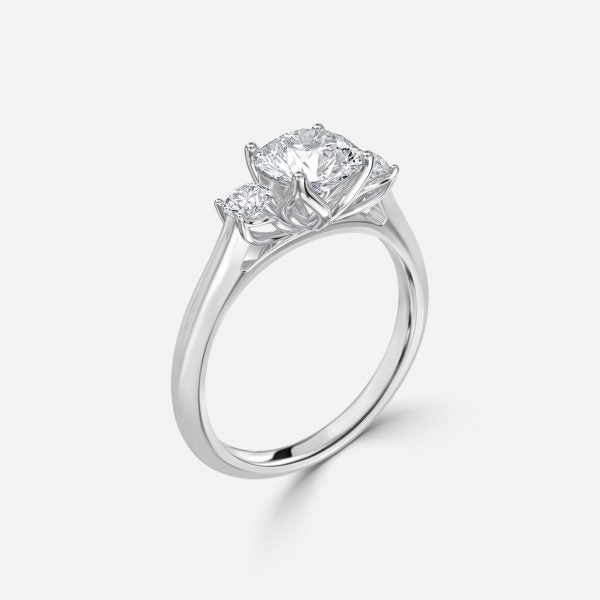 Nhẫn đính hôn ba viên kim cương nhân tạo Olivia Round