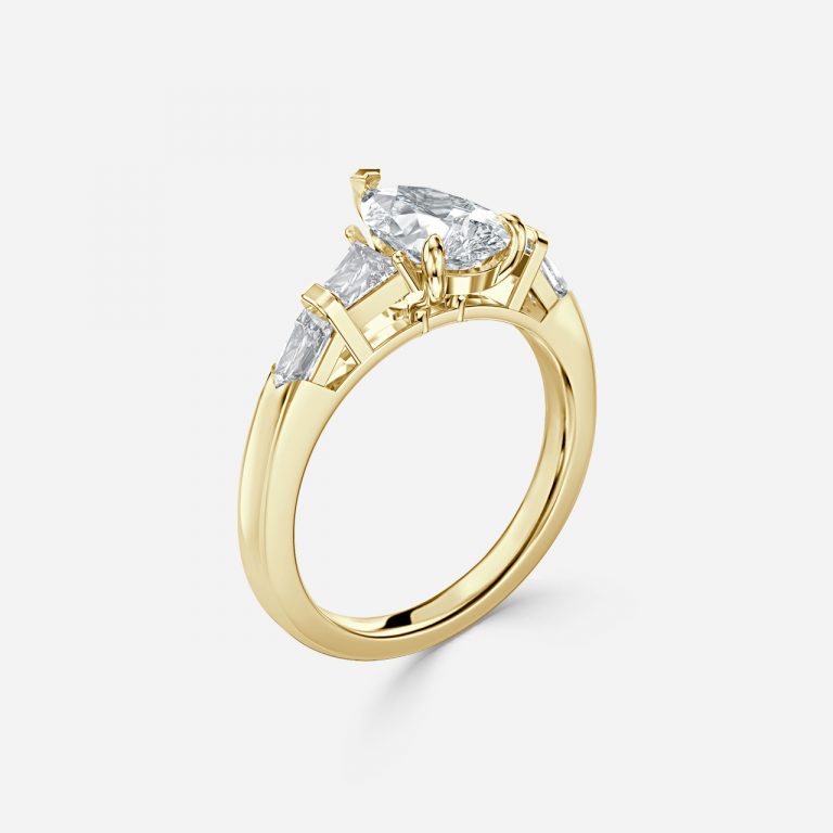 Maya Pear Three Stone Lab Grown Diamond Engagement Ring