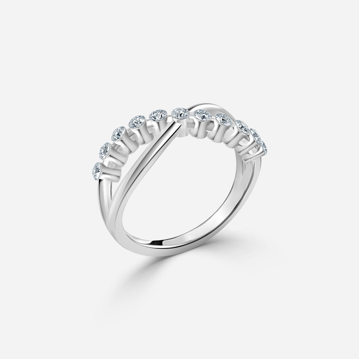 Crossover Shared Prong Wedding Ring