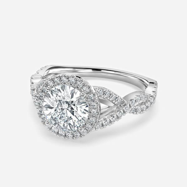 Victoria Round Lab Grown Diamond Side Stone Engagement Ring