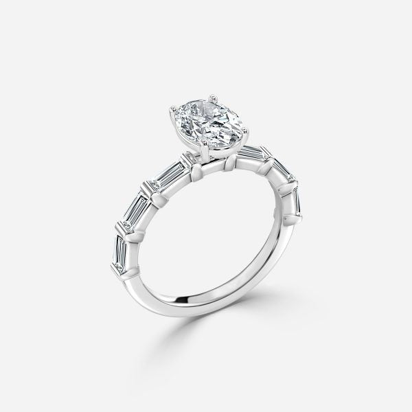 Nhẫn đính hôn kim cương nhân tạo Kate Oval Diamond Band