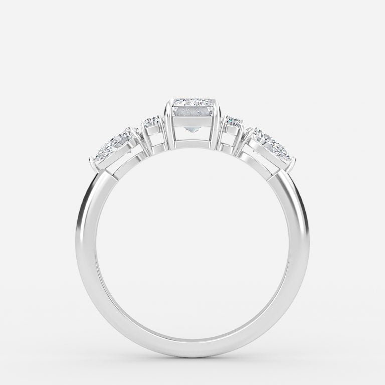 Avery Emerald Three Stone Engagement Ring