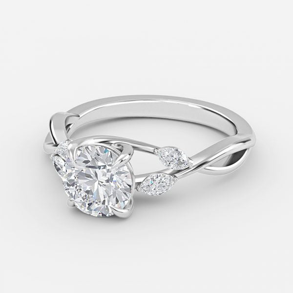Aurora Round Lab Created Diamond Unique Engagement Ring
