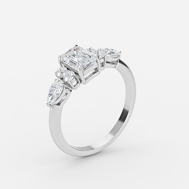 Avery Emerald Three Stone Engagement Ring