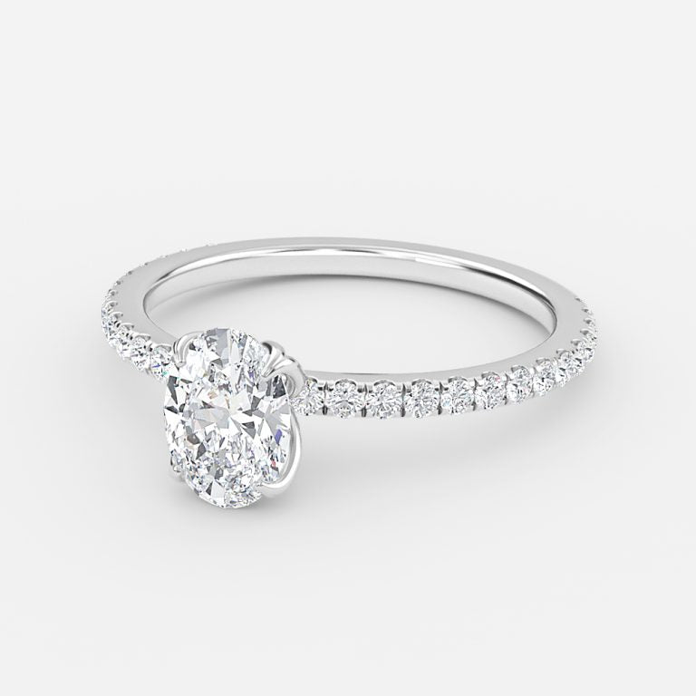 Moonlight Oval Diamond Band Engagement Ring