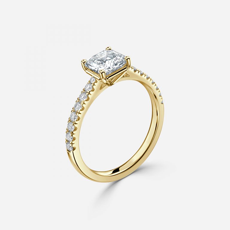 Aradia Asscher Lab Diamond Band Engagement Ring