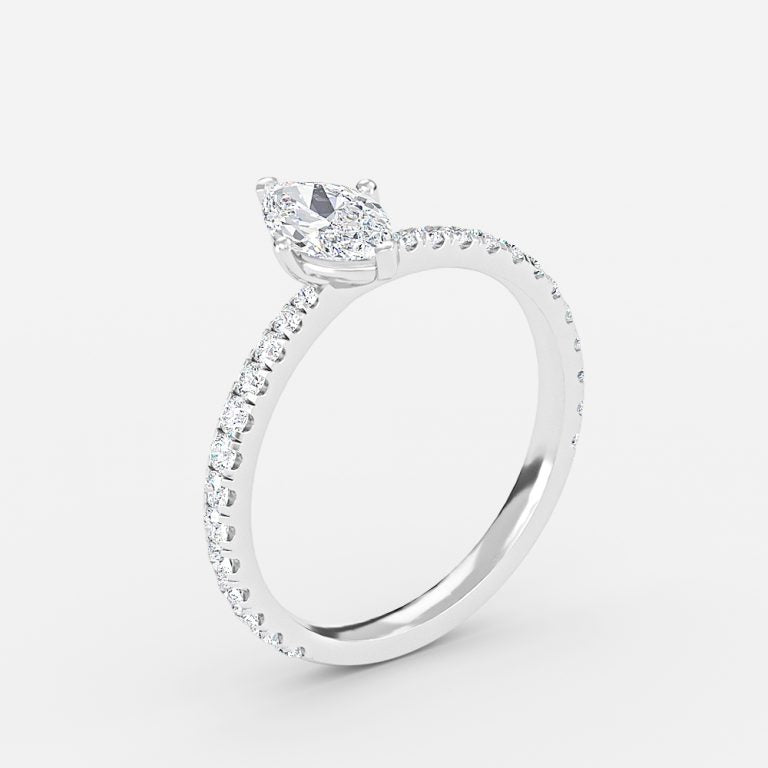 Crown Marquise Diamond Band Engagement Ring