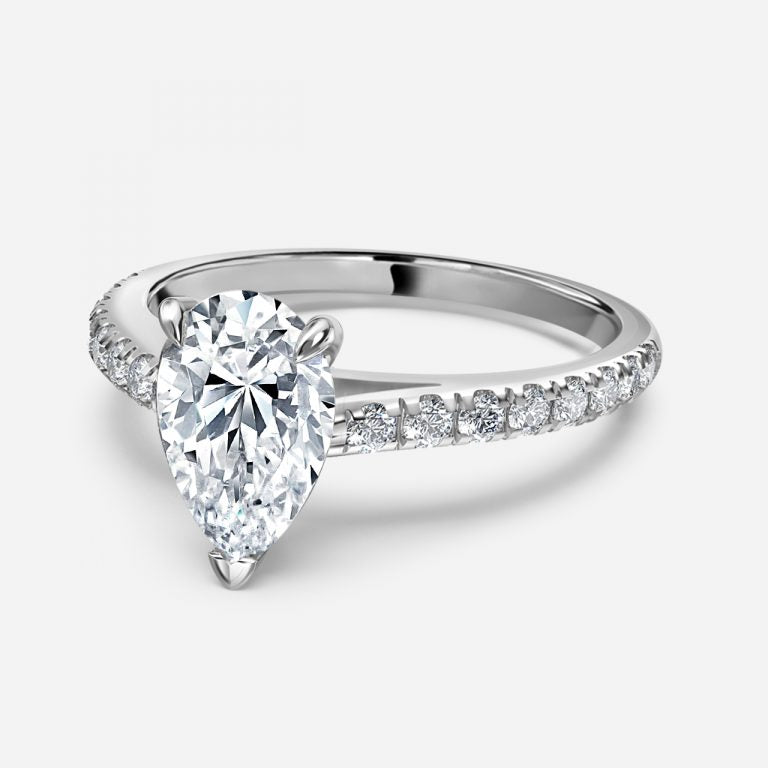 Angel Pear Side Diamond Engagement Ring