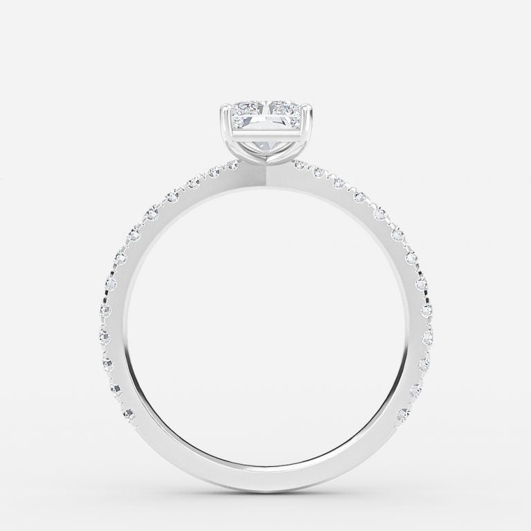 Crown Radiant Diamond Band Engagement Ring