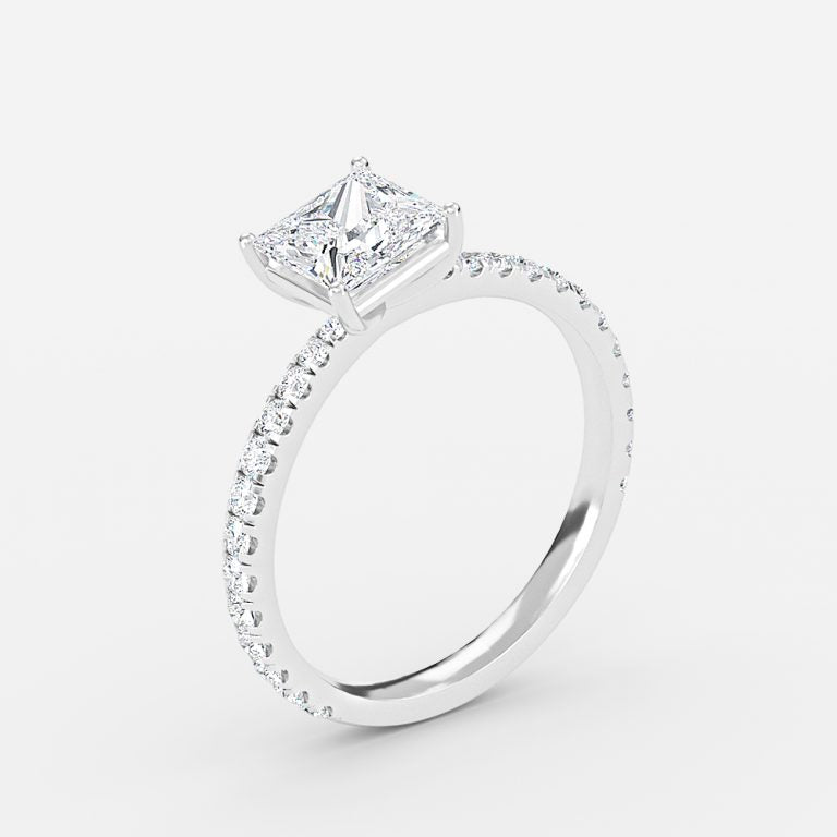 Crown Princess Diamond Band Engagement Ring