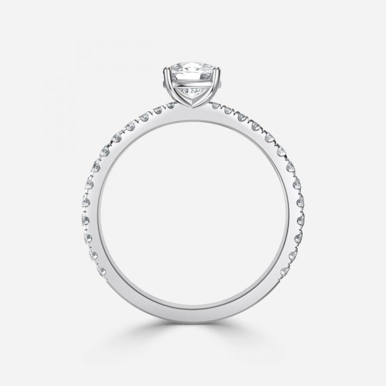 Crown Cushion Diamond Band Engagement Ring