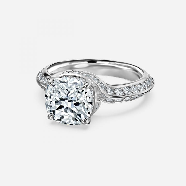 Aria Cushion Hidden Halo Lab Created Diamond Engagement Ring