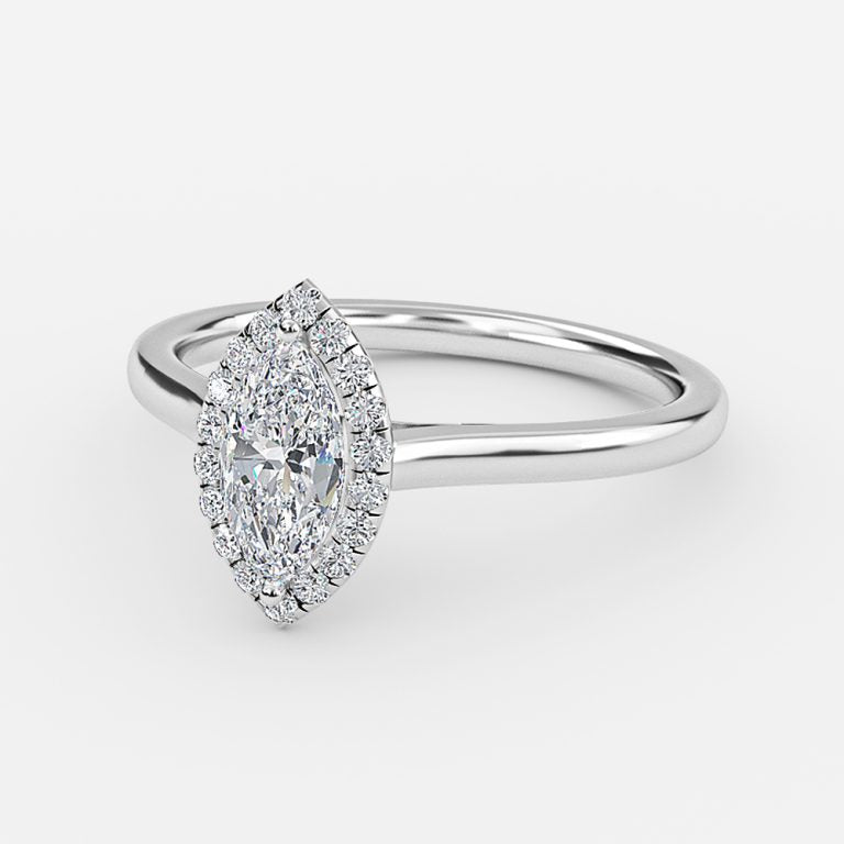 Henssy Marquise Halo Lab Grown Diamond Engagement Ring