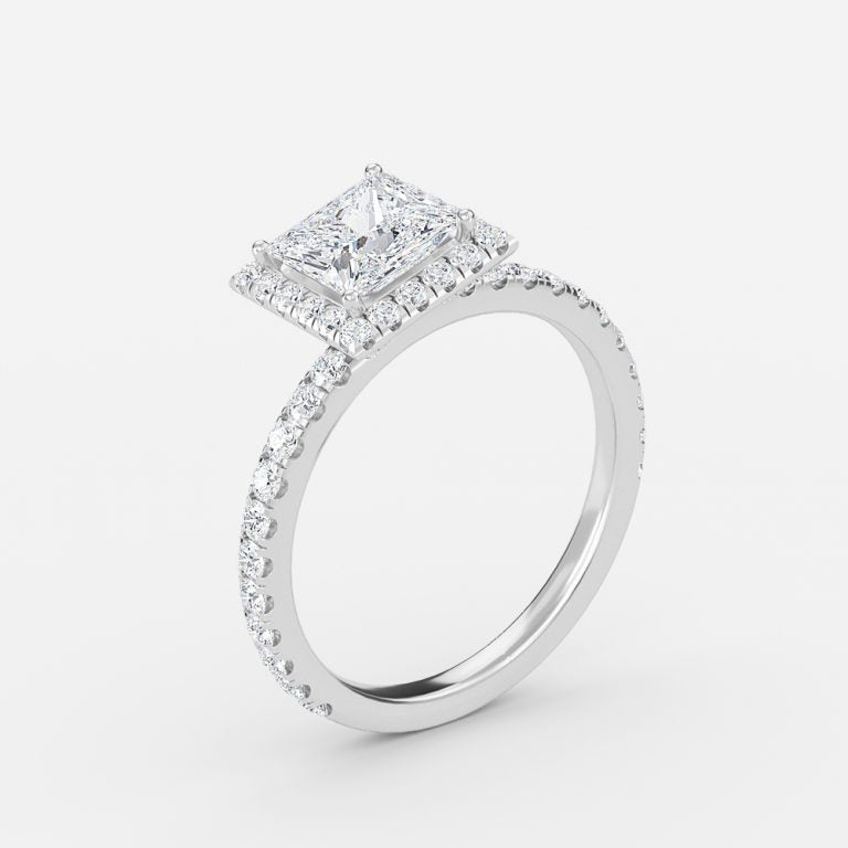 Nhẫn đính hôn kim cương nhân tạo Lillian Princess Halo