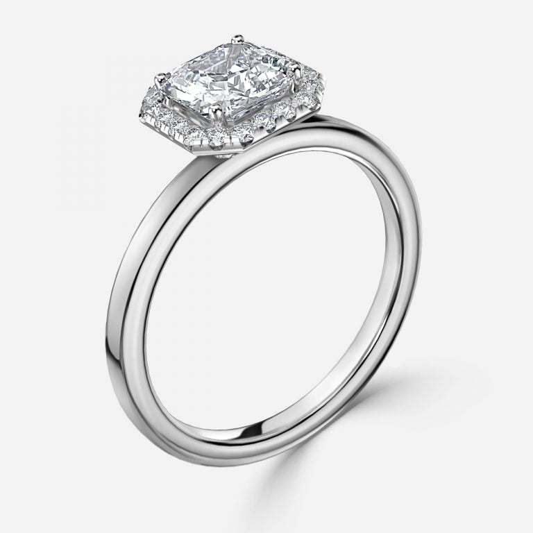 Nhẫn đính hôn kim cương nhân tạo Jodha Asscher Halo