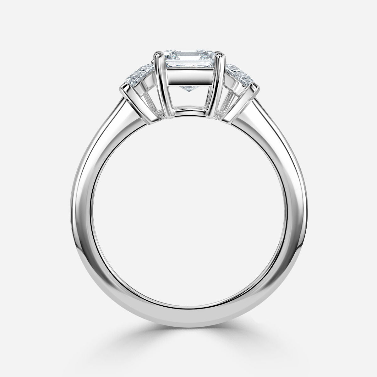 Freya Asscher Three Stone Lab Grown Diamond Engagement Ring