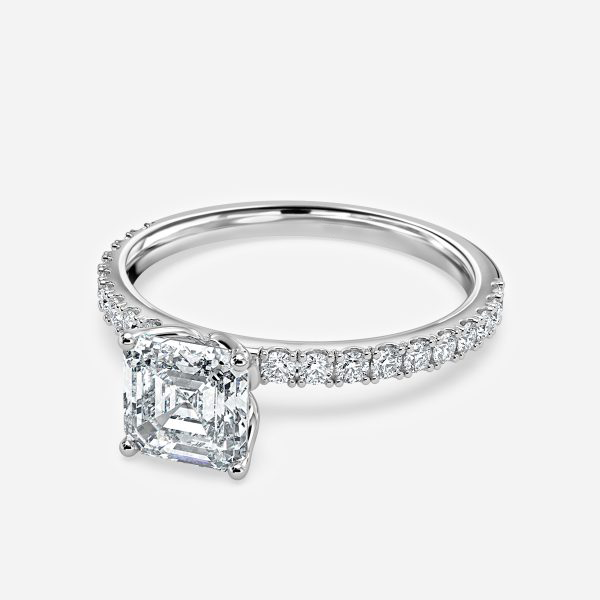 Nhẫn đính hôn kim cương nhân tạo Hidden Halo của Lepidus Asscher