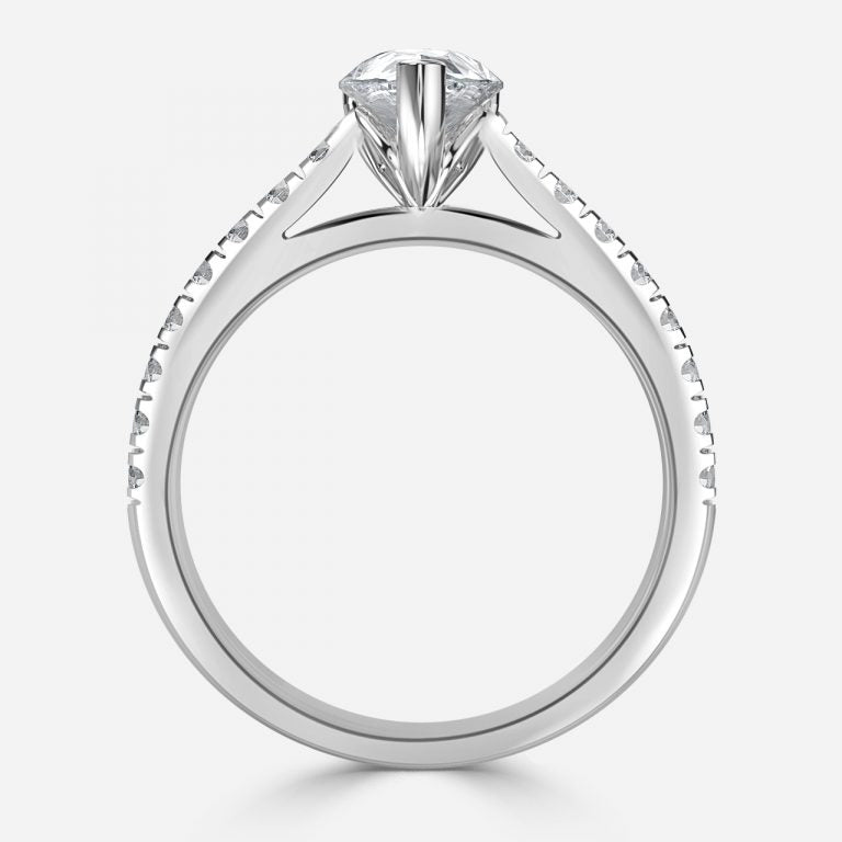 Angel Pear Side Diamond Engagement Ring