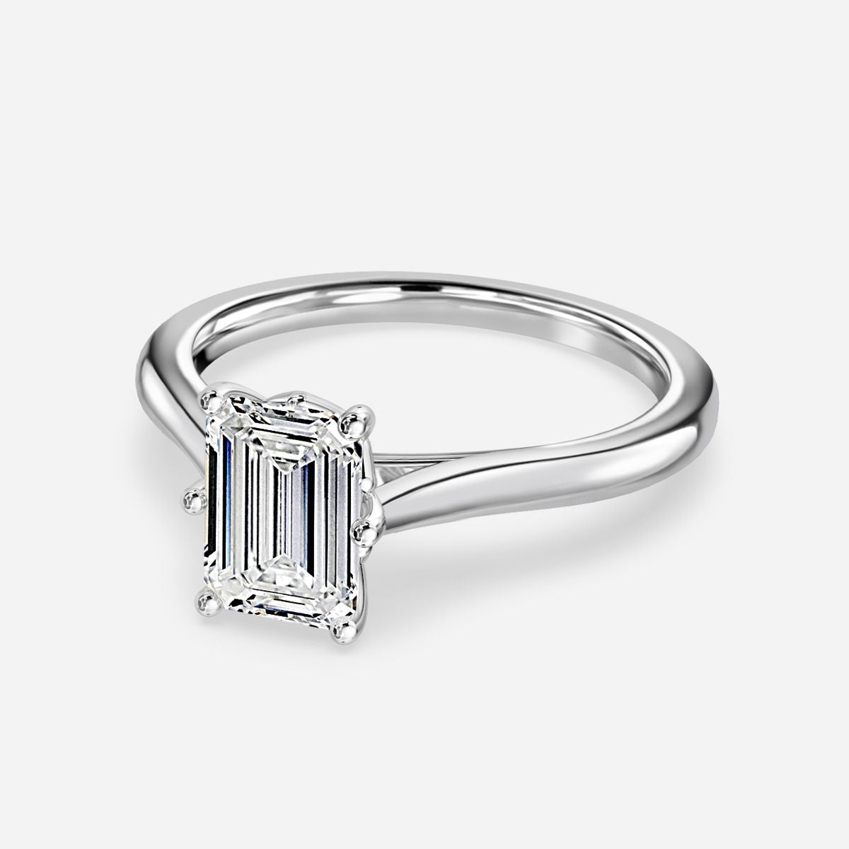 Nhẫn đính hôn kim cương nhân tạo Nimi Emerald Solitaire