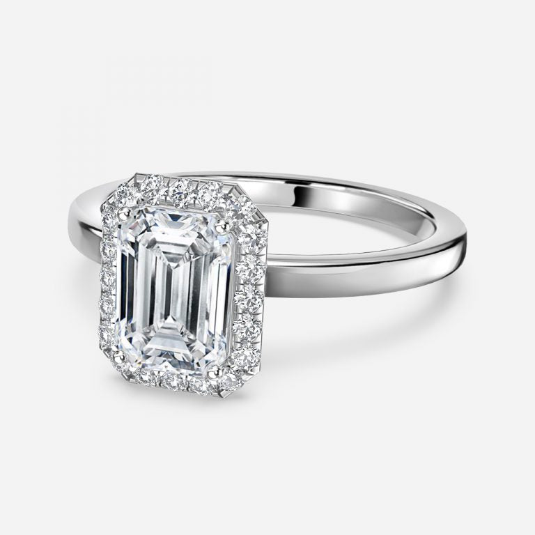 Jodha Emerald Halo Lab Grown Diamond Engagement Ring