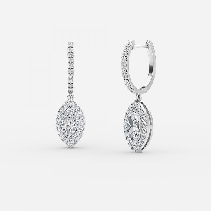 Marquise Diamond Halo Drop Earring