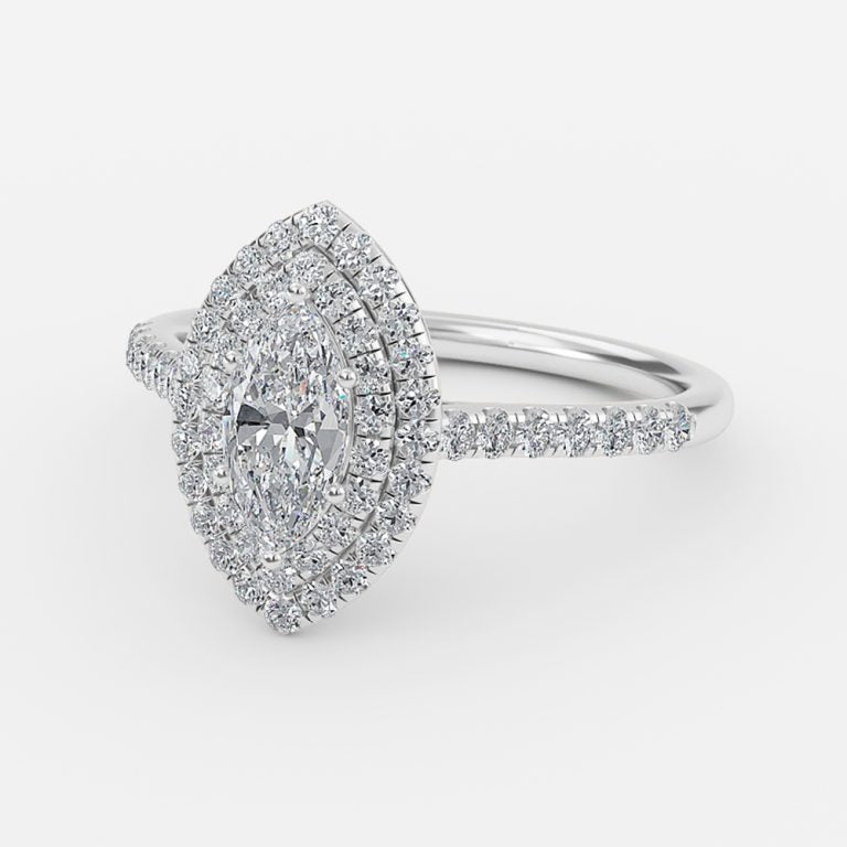 Nhẫn đính hôn kim cương nhân tạo Laila Marquise Halo