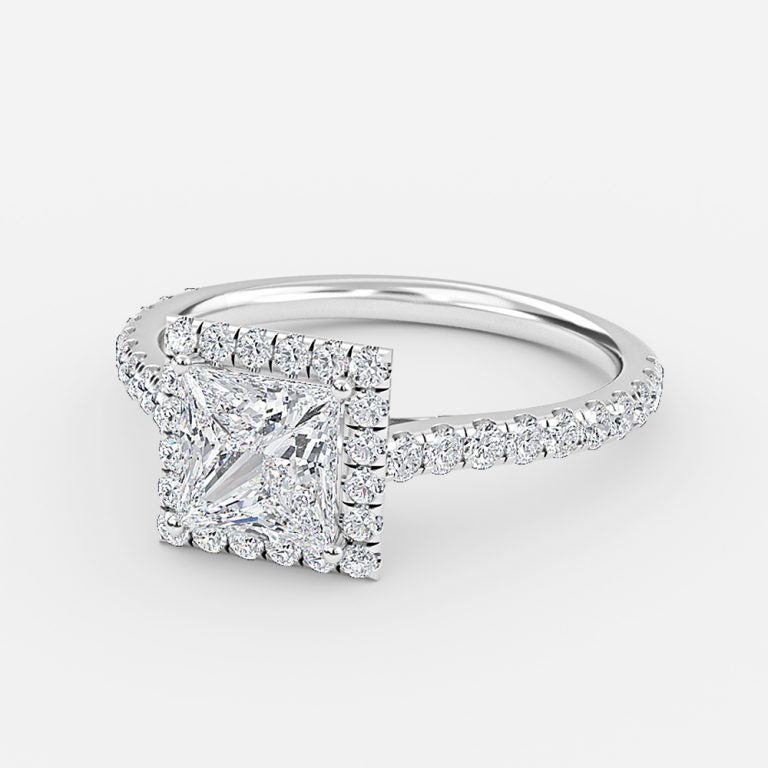Henssy Princess Halo Lab Grown Diamond Engagement Ring