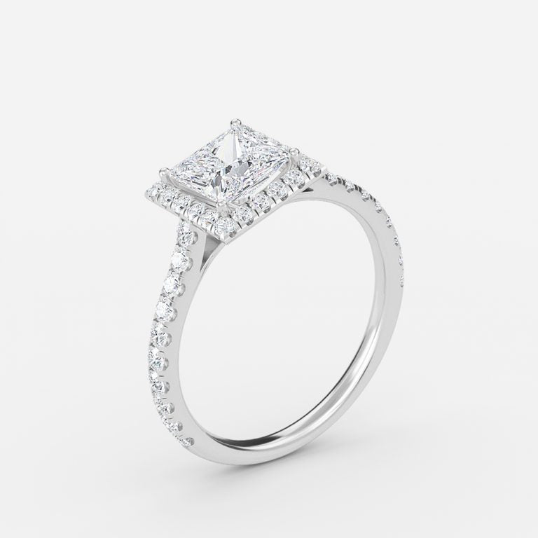 Henssy Princess Halo Lab Grown Diamond Engagement Ring