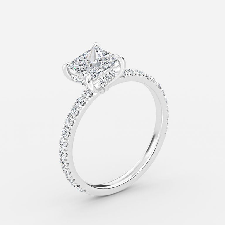 Lucian Princess Hidden Halo Lab Grown Diamond Engagement Ring