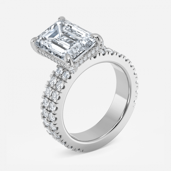 Kiana Emerald Hidden Halo Lab Grown Diamond Engagement Ring