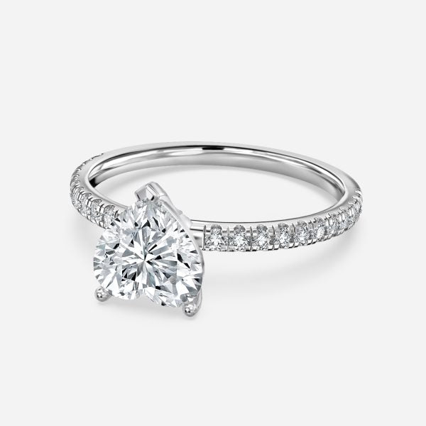 Luz De La Luna Heart Side Diamond Engagement Ring