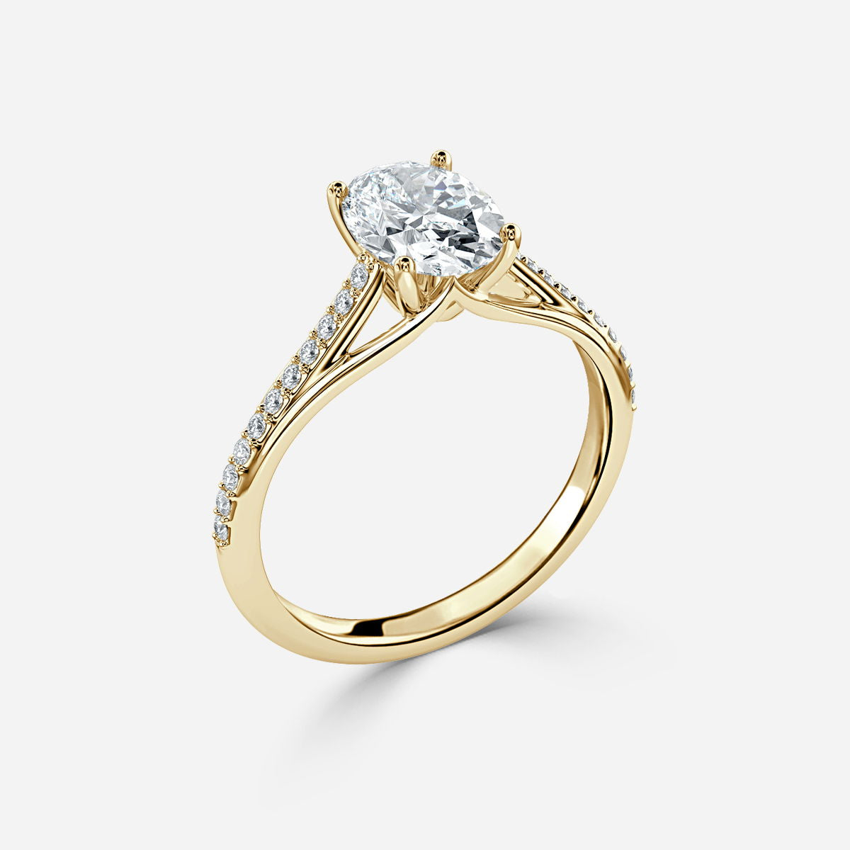 Heni Oval Diamond Band Engagement Ring