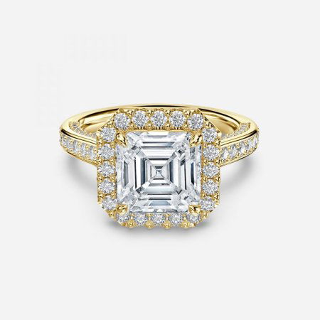 Ayana Asscher Halo Lab Created Diamond Engagement Ring