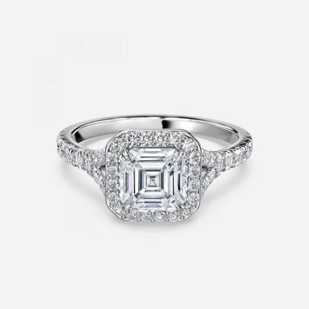 Chelsea Asscher Halo Lab Created Diamond Engagement Ring